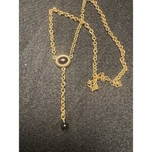 Monet Vintage Black Cabochon Gold Tone Necklace